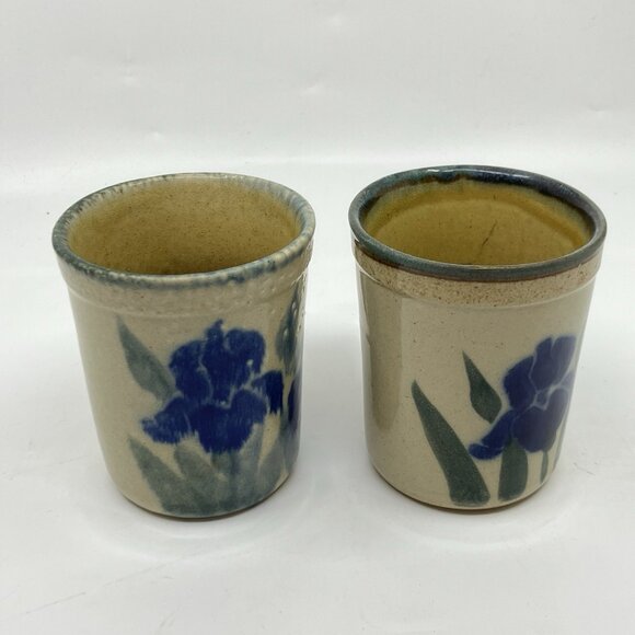 Monroe Salt Works Pottery Mugs Iris Handmade Art Studio Pottery Coffee Cup Lot - Picture 2 of 13
